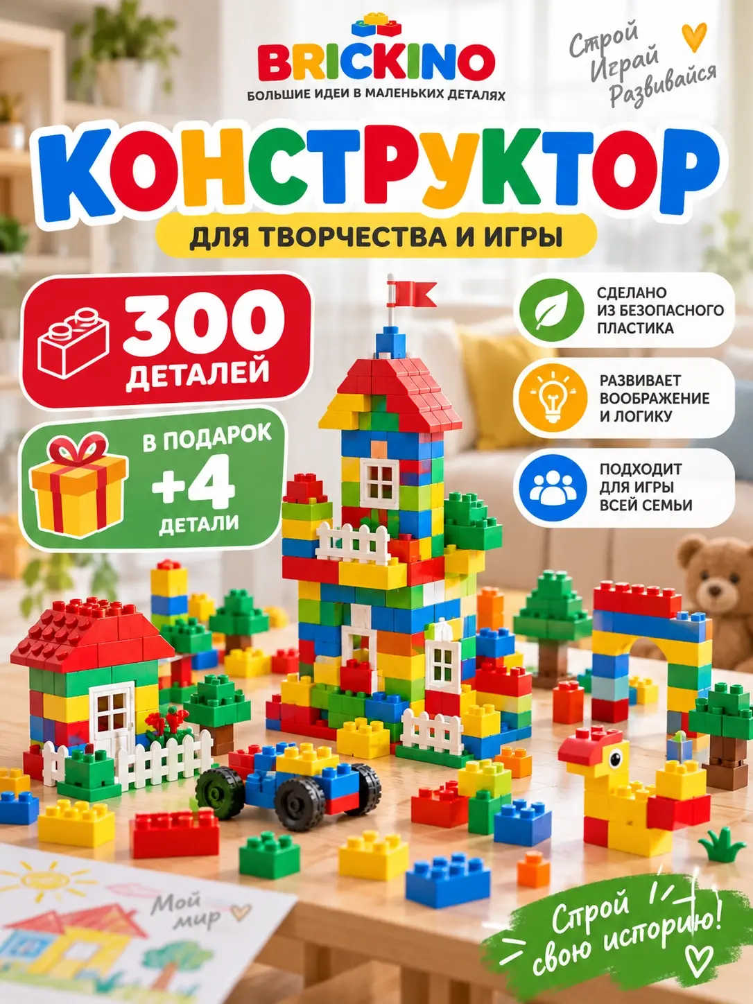 Дизайн карточки детского конструктора на 300 деталей
