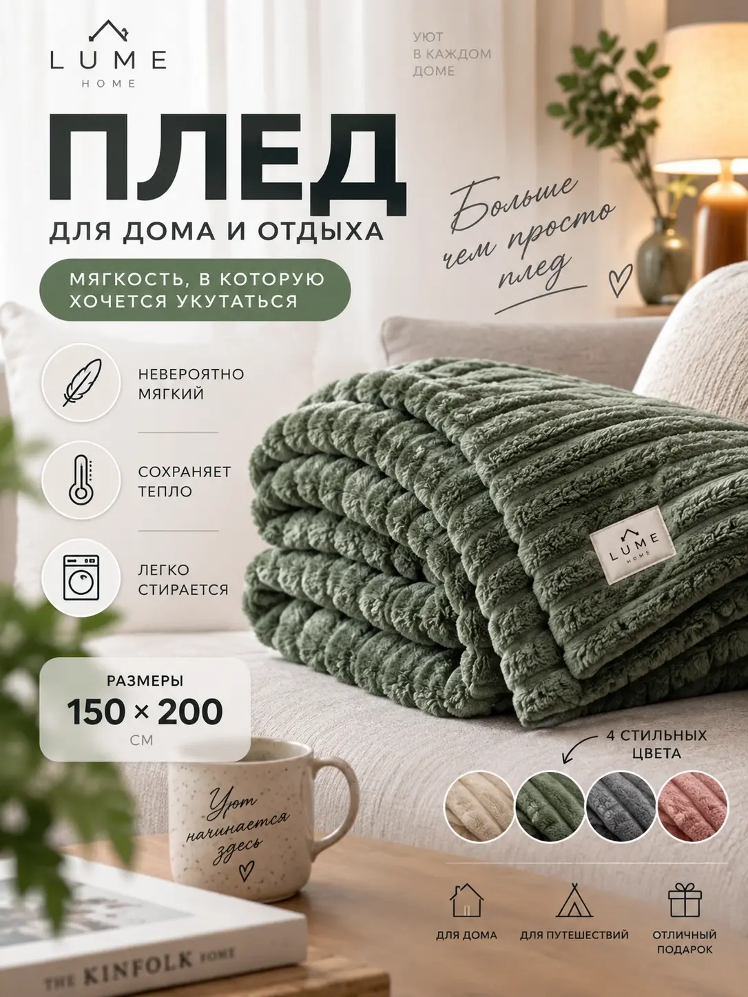 Карточка мягкого пледа для дома