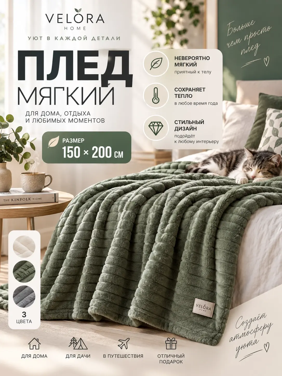 Инфографика мягкого пледа для маркетплейсов