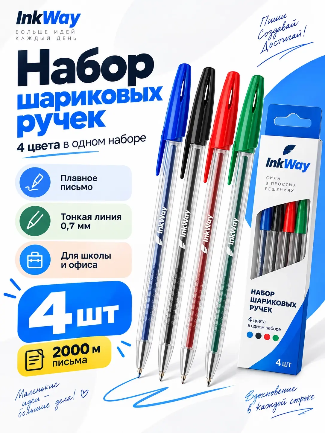 Дизайн карточки набора шариковых ручек InkWay