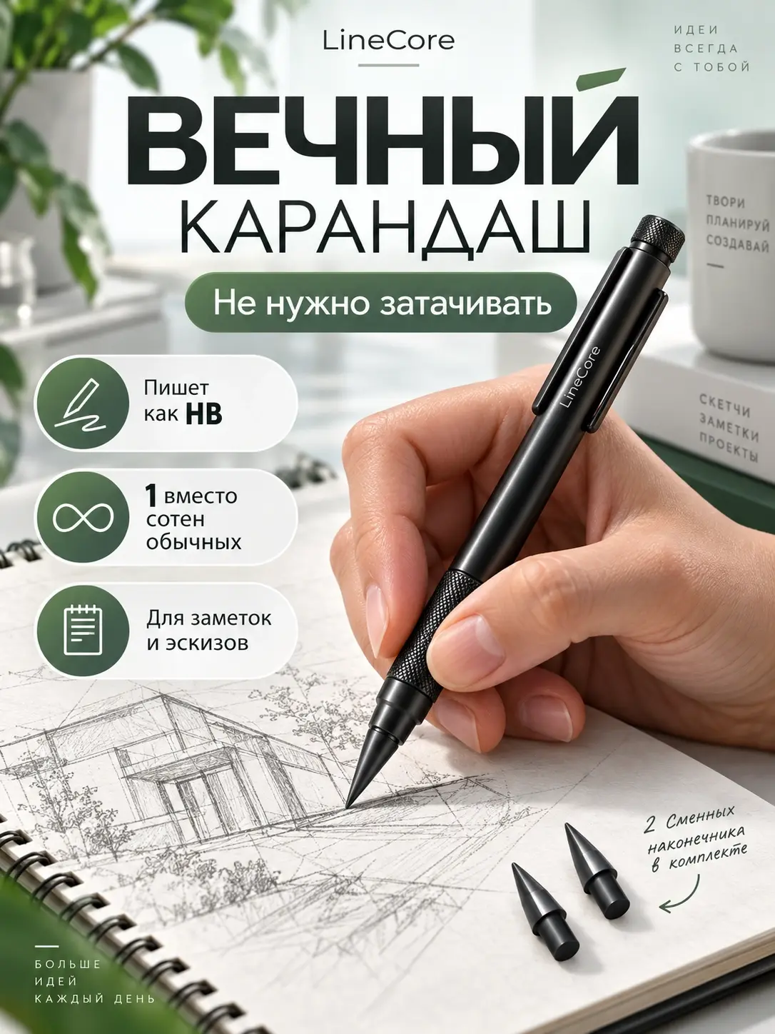 Дизайн карточки вечного карандаша LineCore