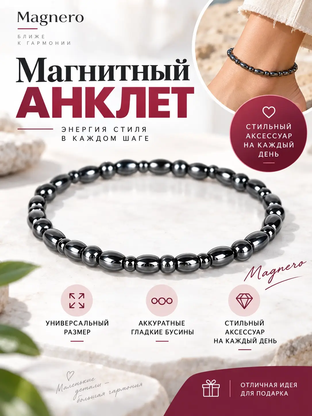Дизайн карточки магнитного анклет-браслета Magnero