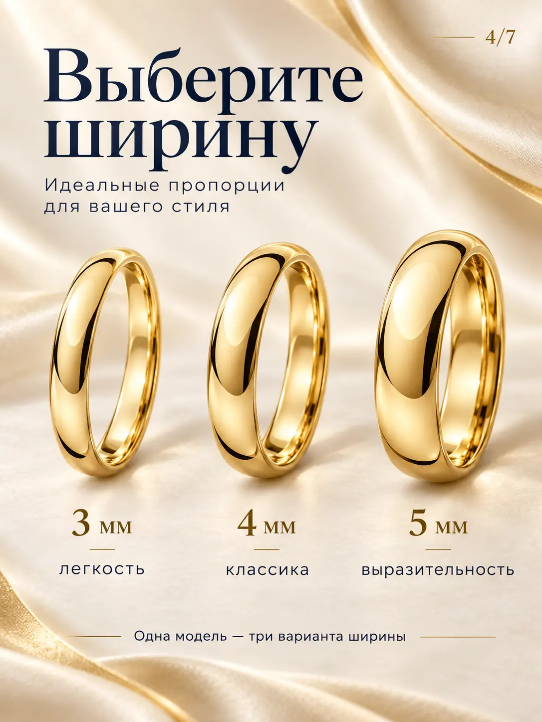 Инфографика выбора ширины обручального кольца